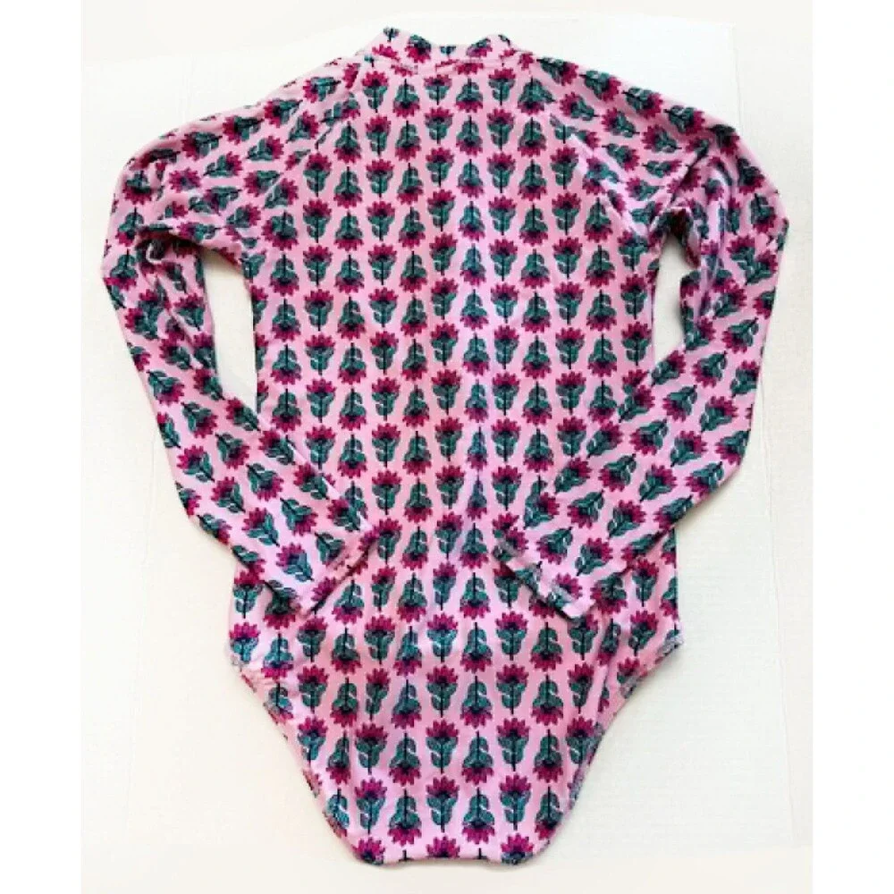 Crewcuts sz. 14 by J.Crew Girls Swimsuit Swim UPF 50+ Long Sleeves Pink Floral